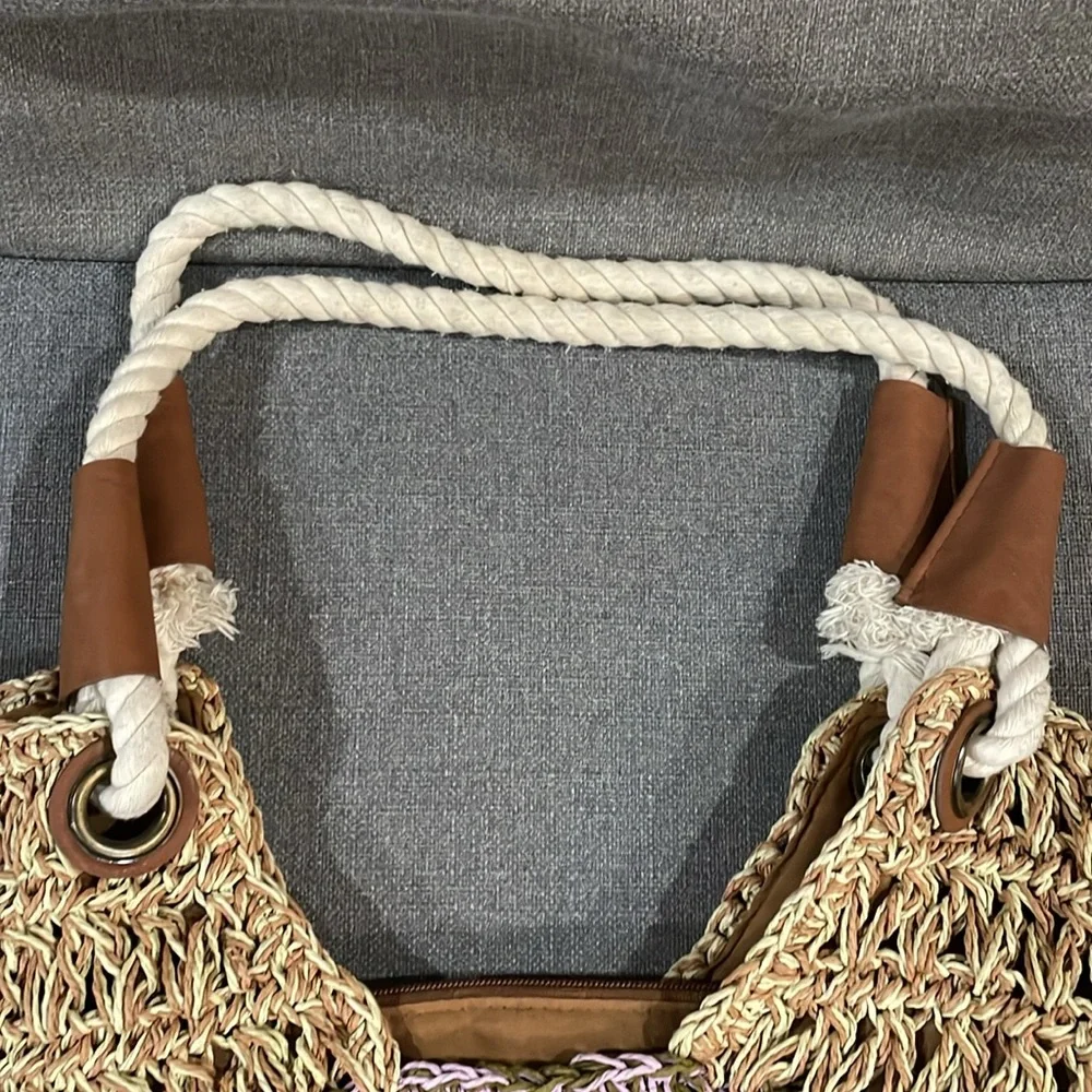 Sun ‘N’ Sand Raffia Rope Handle Straw like Hobo Bag